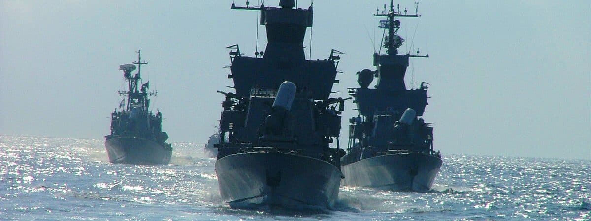 Israeli Navy missile boats sailing in formation